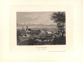Colombier Aquatinta von Dikenmann grosse Ansicht selten