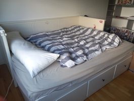 Tagesbett weiss mit Bettkasten Schubladen Matratze 160x200cm