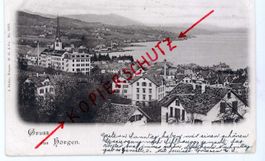 Horgen ZH Gruss aus AK 1900 Stabstempel Top + Frankatur