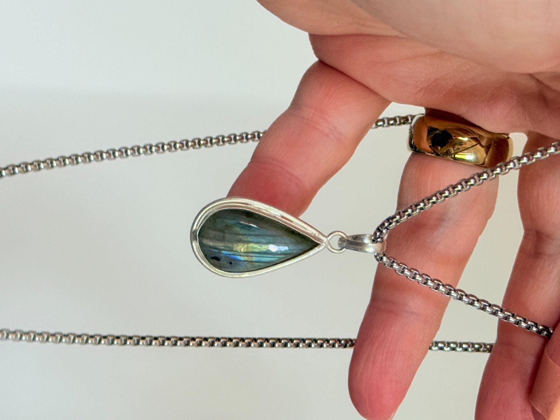Catenine: Collier avec pendentif larme en labradorite – Nuovo e nell'imballaggio originale da Genève venduto da AWWA 5