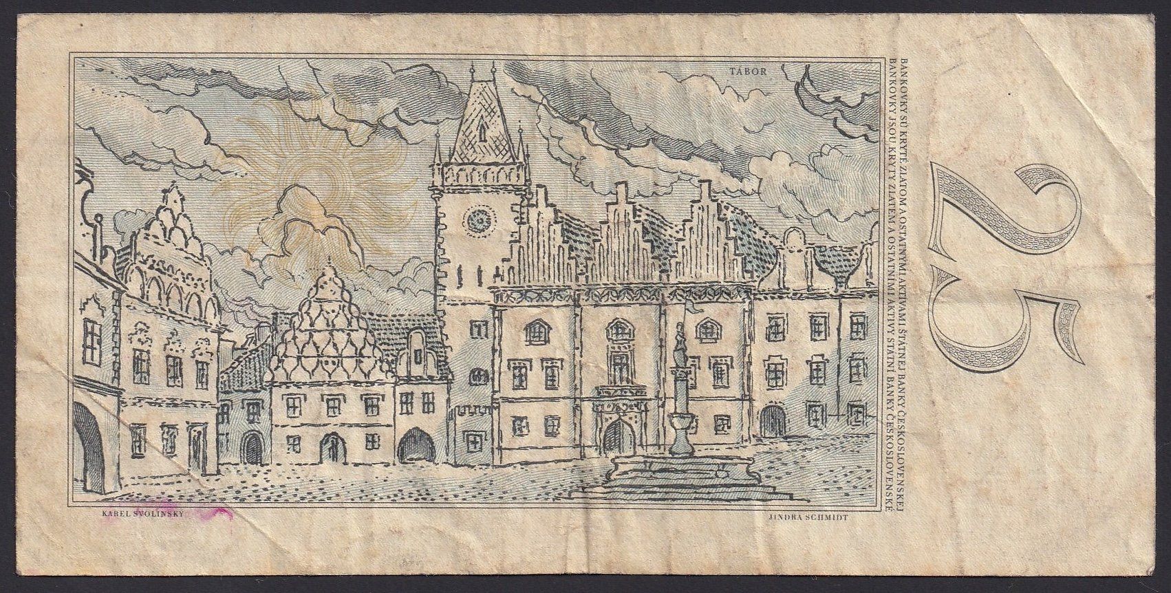 Banknoten: Tschechoslowakei 25 Korun 1958 – Gebraucht aus Brugg AG von banknoten_muesli 1