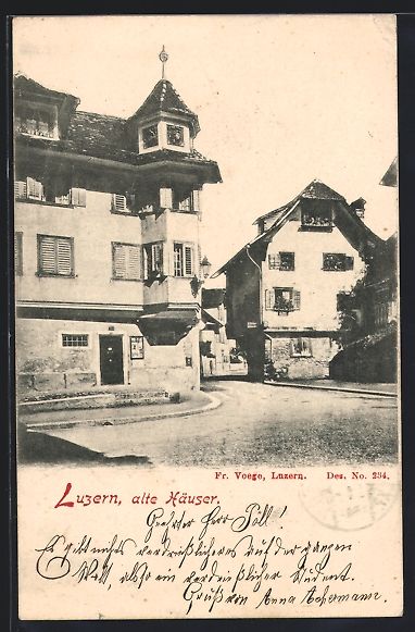 Cartoline postali: Luzern, Alte Häuser mit Strassenpartie – Usato da Berlin venduto da bartko-reher