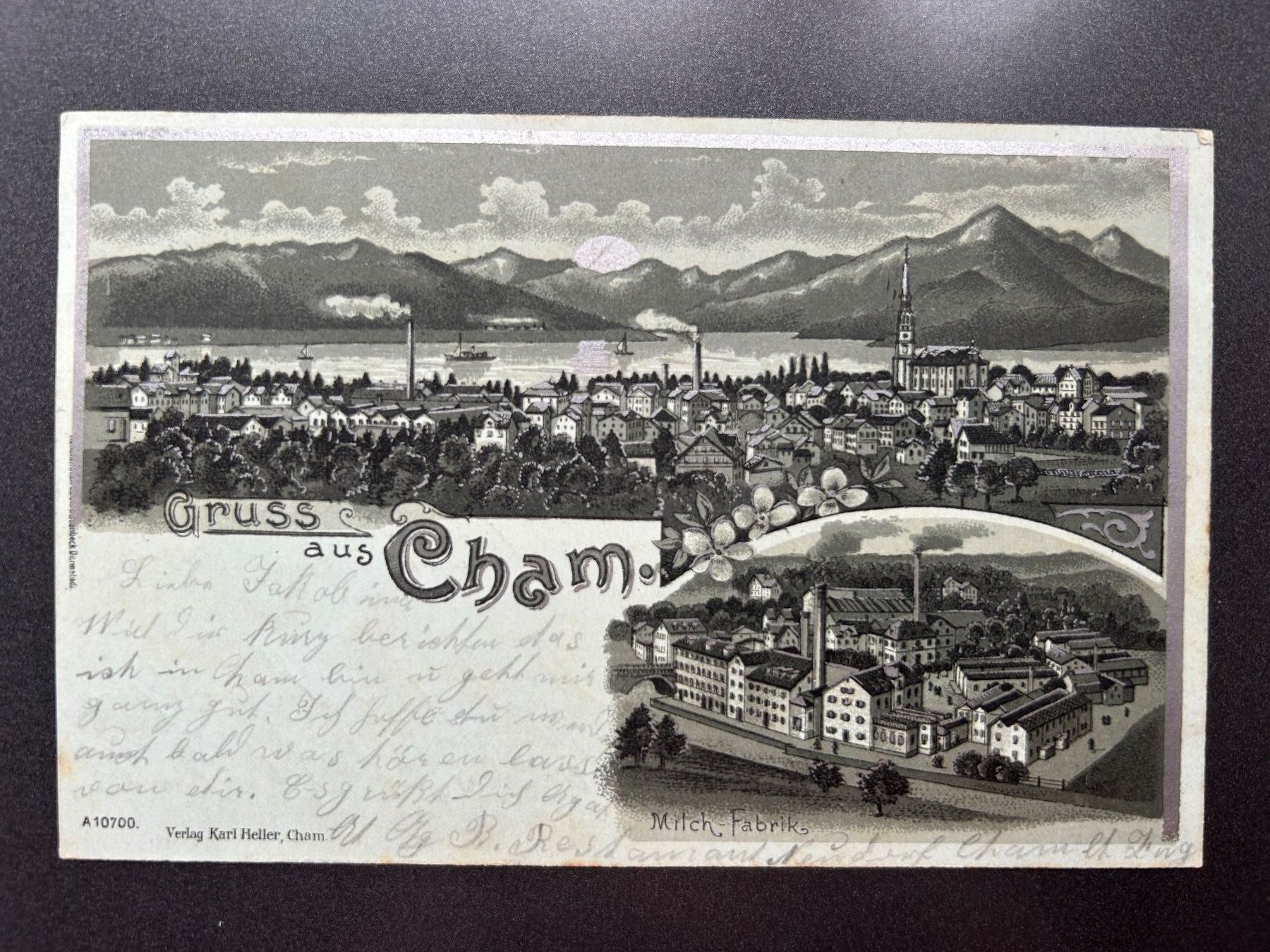 Cartoline postali: Mondscheinkarte Gruss aus Cham1901 – Usato da Untervaz venduto da buesmig