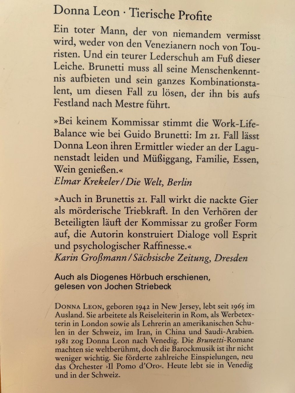 Bücher: Donna Leon - Tierische Profite – Gebraucht aus Menziken von August2023 1