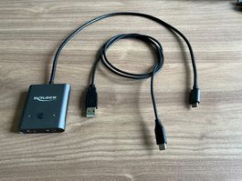 USB Switch / 2x USB-C Buchse / 1x USB-C Stecker
