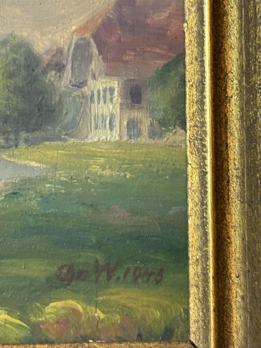 Dipinti: Ölgemälde Kirchlindach b. Bern von Wohlgenemuth 1949 – Usato da Grenchen venduto da swiss.antiques 4