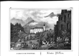 Pfäffers Kloster Lithographie von Weibel Comtesse 1838