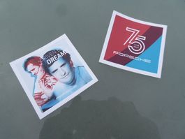 2x PORSCHE Aufkleber zum 75 Jahre Porsche-Jubiläum