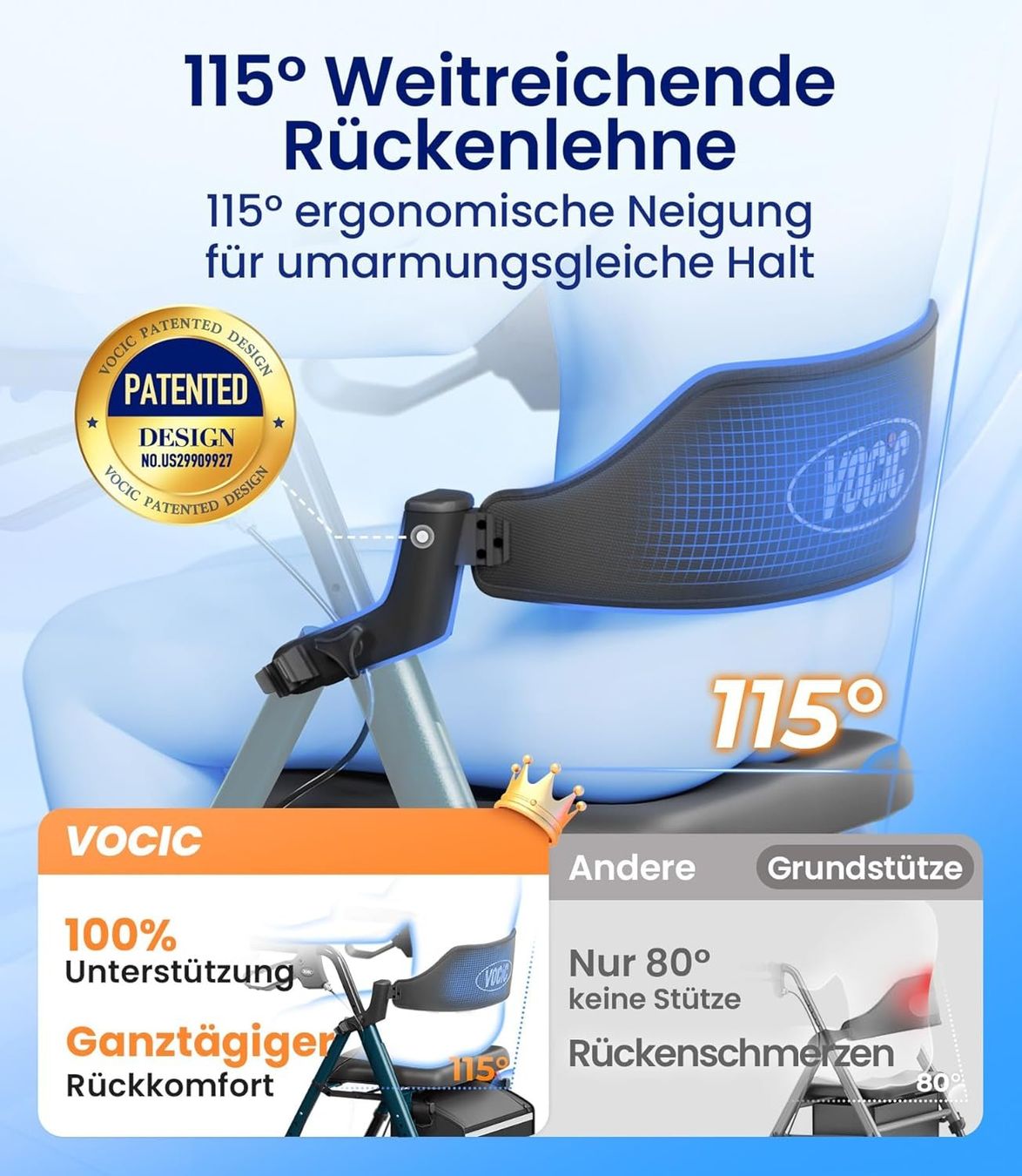 Gehhilfen: Gehhilfe Rollator mit Sitz klappbar Senioren NEU – Neu und originalverpackt aus Wittenbach von VELARO 6