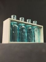 Deko | Glasflaschen in Holzrahmen | Shabby Chic