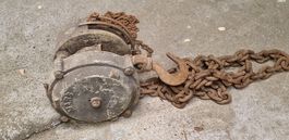 Robuster Kettenzug, Hebezug, Flaschenzug, 3 Tonne, Vintage
