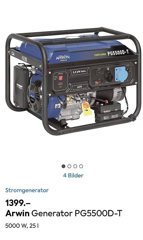Generatori di corrente: Arwin Stromgenerator PG5500D-T 5000W  Neu & ungeöffnet – Nuovo e nell'imballaggio originale da Regensdorf venduto da rush247 1