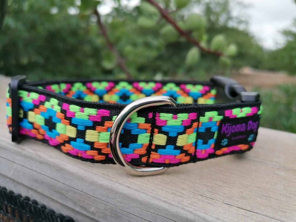 Handgefertigtes Hundehalsband XXXS – Buntes Sternen-Design, Gelb/blau, Aus Weichem Leder Für Sehr Kleine Hunde