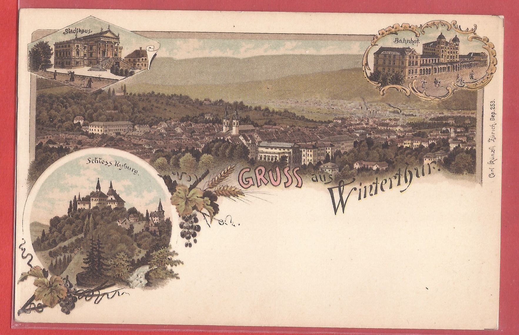 Ansichtskarten: Winterthur - Litho ca. 1900 – Gebraucht aus Fislisbach von Porano