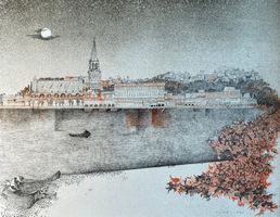 CZINNER Ossi (1925-2014) - Kathedrale am Flus - Lithographie