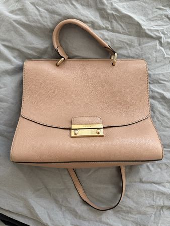 Furla Handtasche Leder Beige Damen mit Trageriemen 49 Zeiche