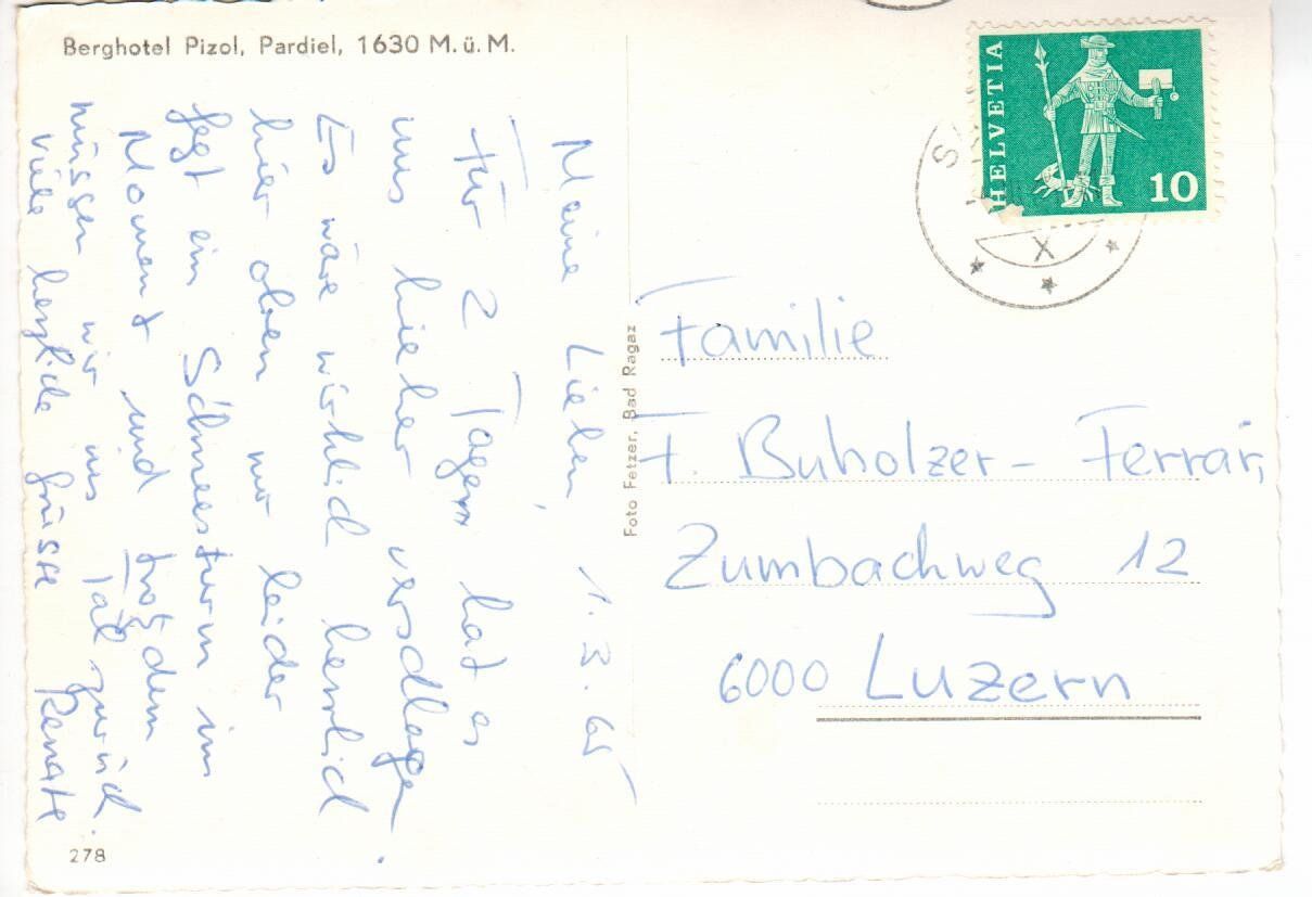 Cartoline postali: Berghotel Pizol , Pardiel – Usato da Wolhusen venduto da Curver9 1
