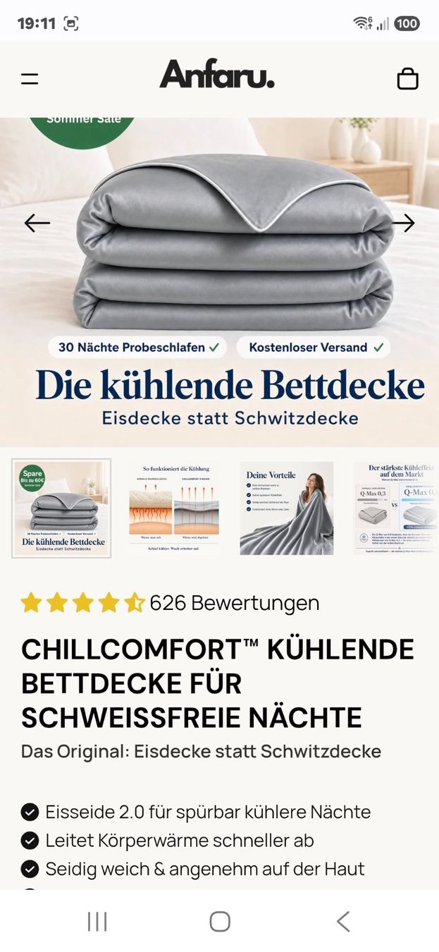 Coperte: Sommerdecke Neu,  kühlend, grau – Nuovo e nell'imballaggio originale da Volketswil venduto da Corvette06