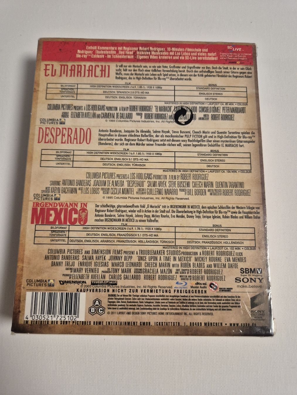 Tutti i DVDs: El Mariachi Trilogie -  Blu-ray / Neu&OVP – Nuovo e nell'imballaggio originale da Uster venduto da newwave0 1