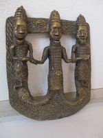 Tribal art Relief-Bild Königs-Figuren Afrika Skulptur Bronze