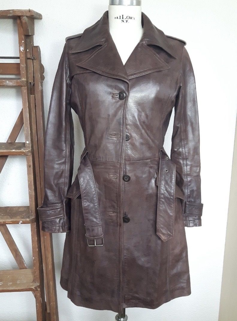 Mäntel: Leder Trenchcoat – Gebraucht aus Luzern von gnika