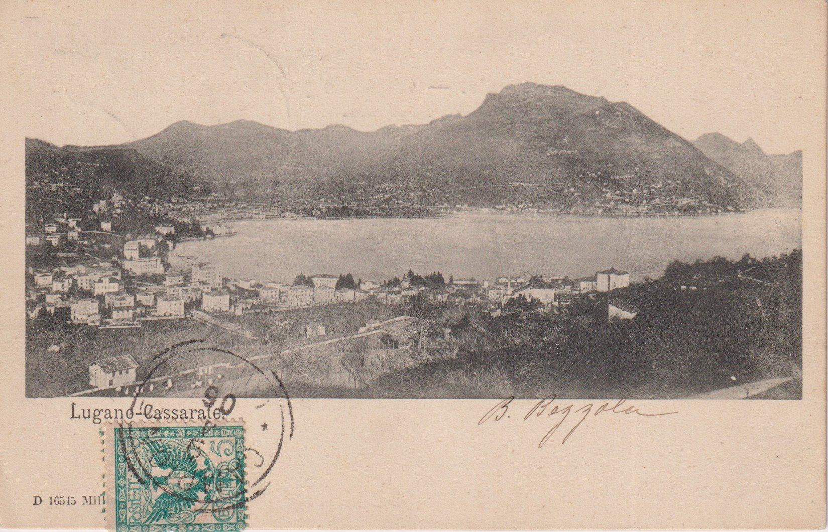 Cartoline postali: AK Cassarate , panorama. Campione 1906 – Usato da Riva San Vitale venduto da MAR-NAPO