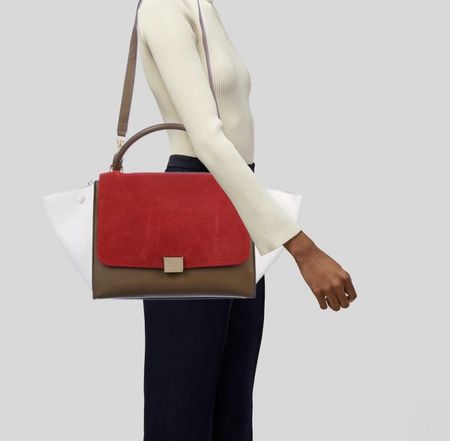 CELINE Tasche wie neu Vermillion/ Tri-Color Leather Trapez