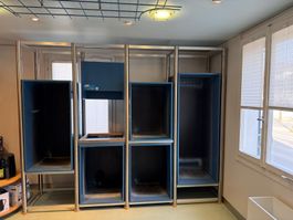 Küchen Regalsystem Metall blau modular gebraucht 55er Norm
