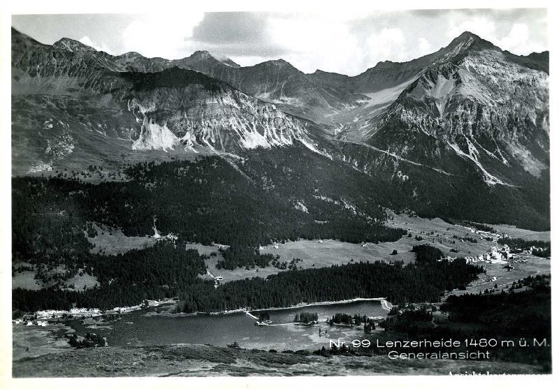 Cartoline postali: Lenzerheide - Luftaufnahme + ca. 1950 – Usato da Emmenbrücke venduto da teestube