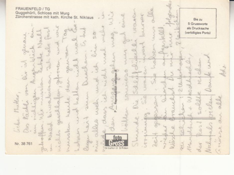 Cartoline postali: Frauenfeld, ca. 1980 – Usato da Bürglen TG venduto da StampGraf 1