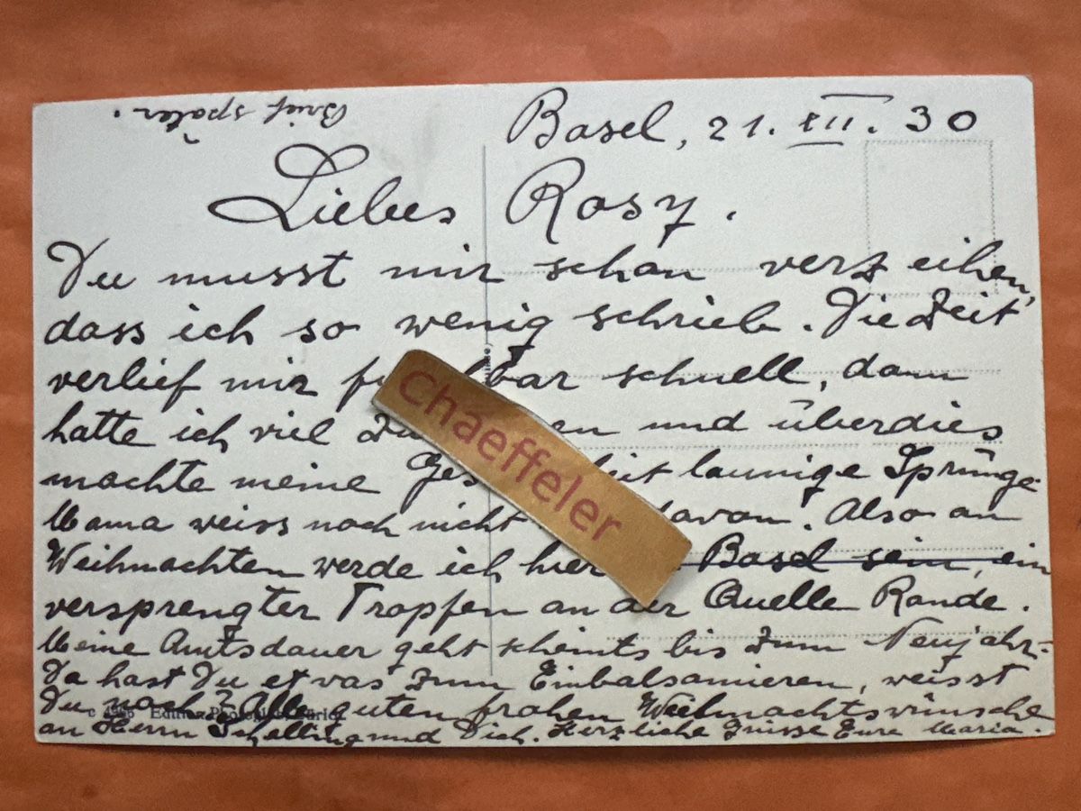 Cartes postales: 1930 Basler Deutschrittergarten, handschriftlich, Rarität – D'occasion à Zürich par Chaeffeler 1