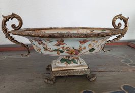 Porzellan-Bronze-Schale "Wong Lee 1895" Pfaumotive/Pflanzen