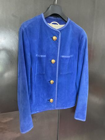 Designer Lederjacke vintage royal blue M * Veste de cuir M