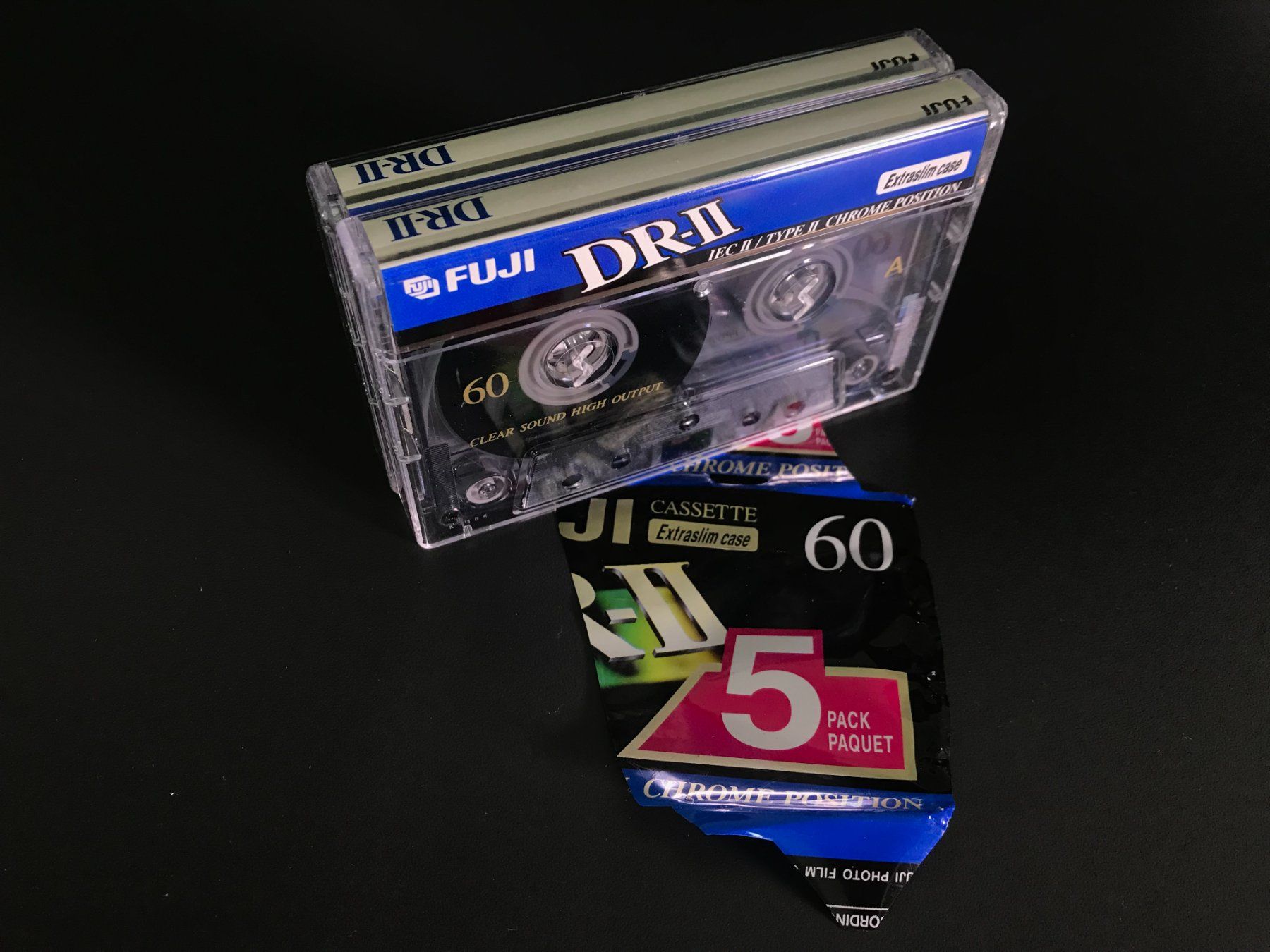 Musicassette: 2x FUJI DR-II 60 Extraslim case – Nuovo e nell'imballaggio originale da Zürich venduto da Tapehead 1