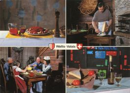 Leukerbad  VS  - Trockenfleisch / Raclette / Fondue  um 1981