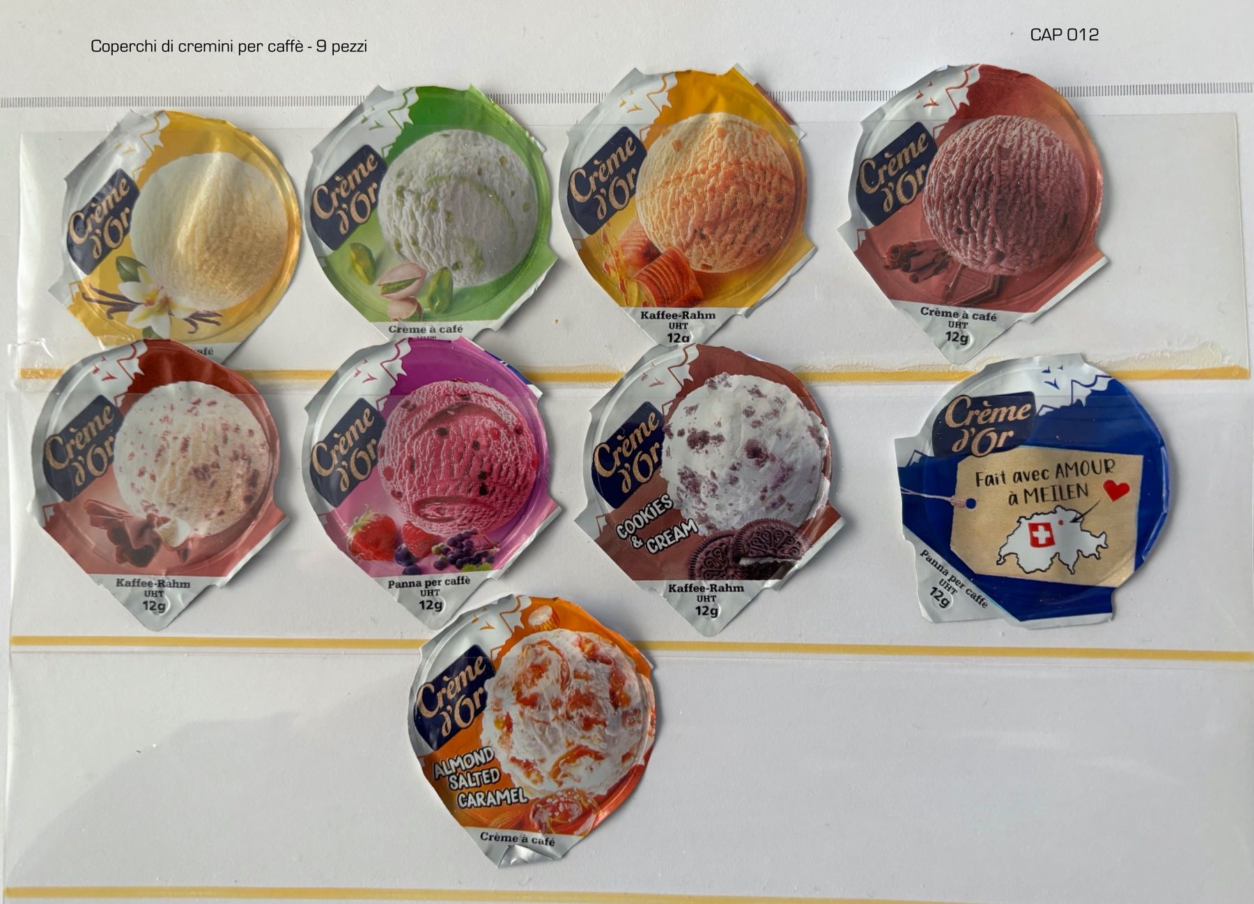 Coperchi dei cremini per caffè: COPERCHI DI CREMINI DA CAFFÈ 9 PEZZI- CRÈME D'OR – Usato da PARADISO venduto da pin_vlj8