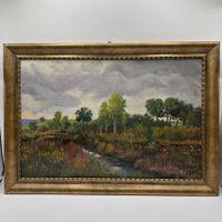 Original Ölbild H. Reusser 1926 Landschaft Gemälde Vintage