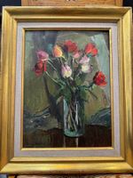 Bouquet de roses de Benjamin II Vautier - Huile sur bois