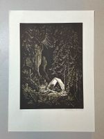 L. Rickenbach Linolschnitt original signiert 30x42cm
