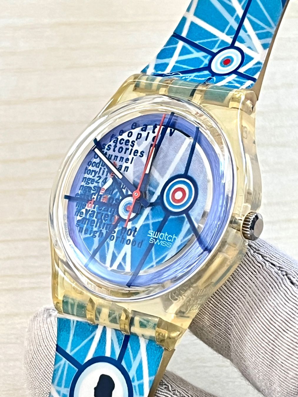 Swatch Orologi: Swatch Uhr, Blau/Weiss – Usato da Grenchen venduto da chththl 2