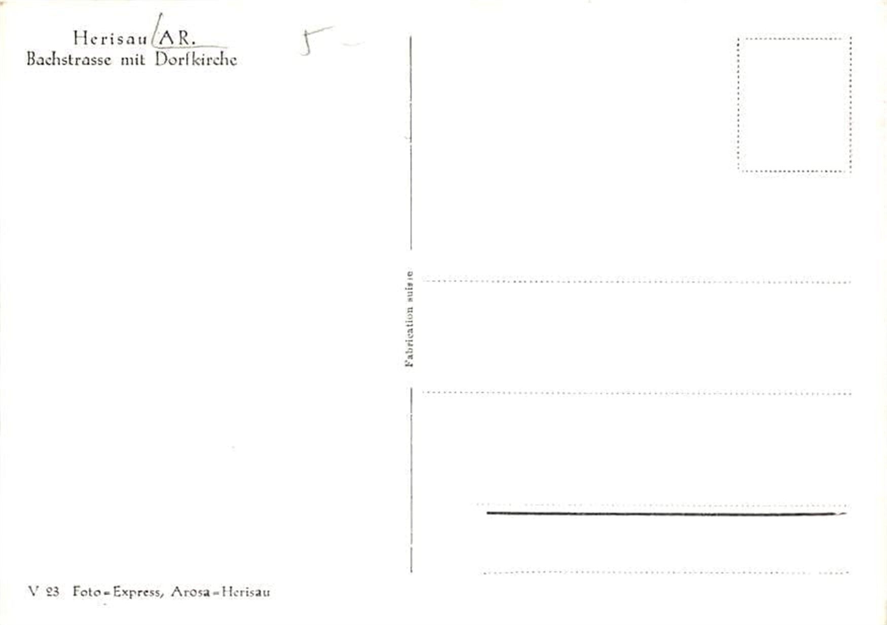 Ansichtskarten: Herisau, Bachstrasse mit Dorfkirche – Gebraucht aus Ottikon b.Kemptth. von Neptun1974 1