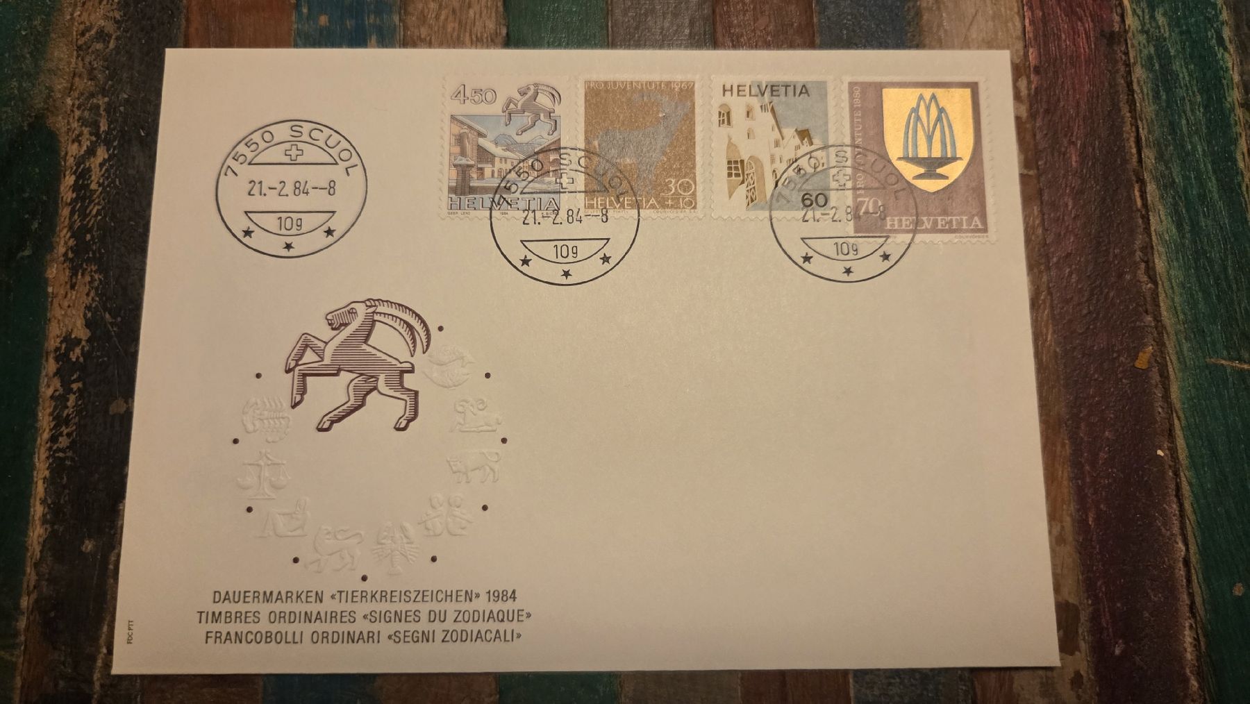 Alle Briefmarken: 1984 FDC Sternzeichen Steinbock Combo – Gebraucht aus Arni AG von Moth68
