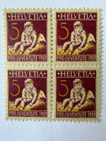 Pro Juventute 1927 kompletter Viererblocksatz postfrisch