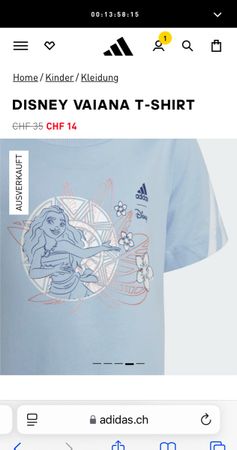 Adidas T-Shirt Disney Vaiana Grösse 140 blau weiss T