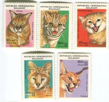 Briefmarken "Rohrkatze, Karakal, Sandkatze". Madagaskar