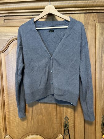 Massimo Dutti Cardigan Grau Merino Gr. S