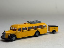 EB- Brekina Mercedes O 5000 Post mit Anhänger