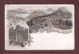 Gruss vom GÜTSCH, LUZERN - 1899 // Eckbug und Loch //