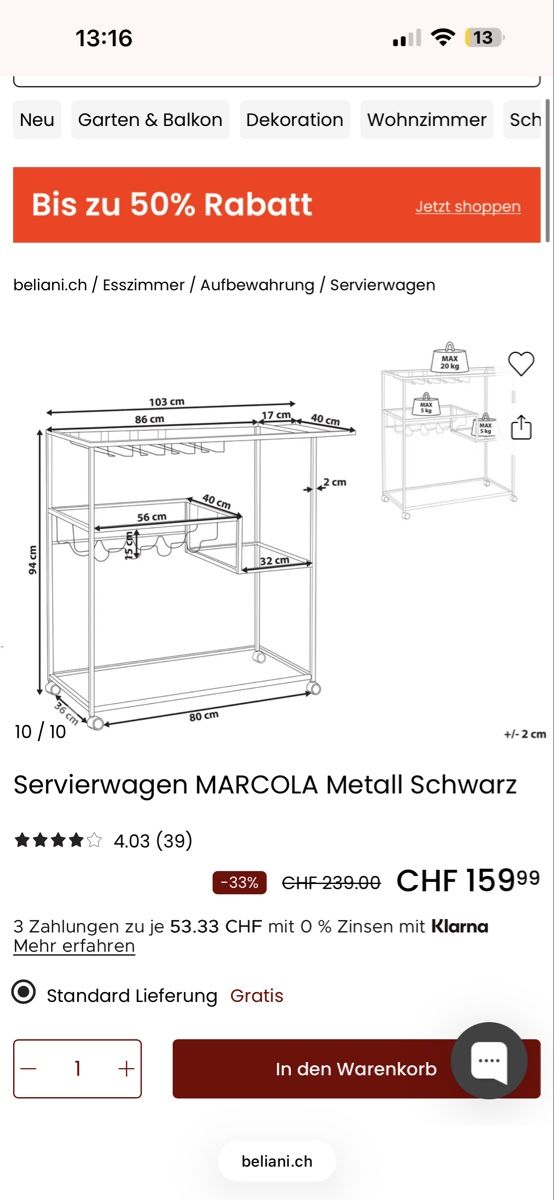 Dessertes: Servierwagen / Bar – D'occasion à Kilchberg ZH par elv_jdk8 2