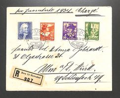 1935 Satzbrief Pro Juventute. Einschreiben nach Ulm. BERN